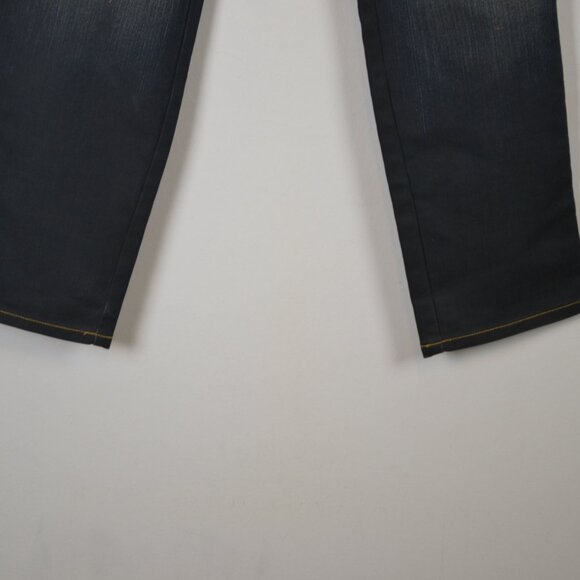 Baby Phat Womens 14 Straight Leg Blue 5 Pocket Gold Logo Cat Blue Denim Jeans - Picture 2 of 8